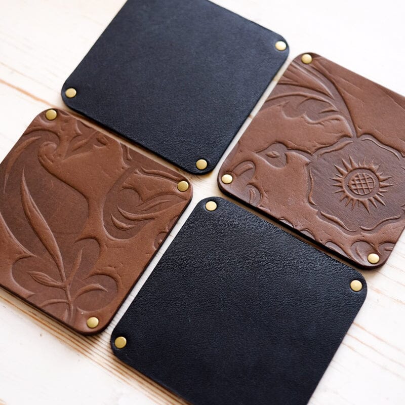 Leather Coasters: Set of 4 Leather Coaster Papillon Press 